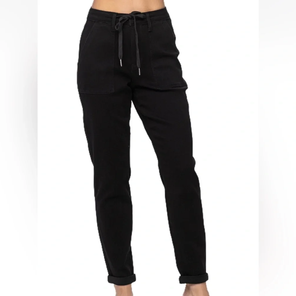 Judy Blue High Waist Black Jogger Jeans Stretch Womens 0/24 Modern Preppy Casual